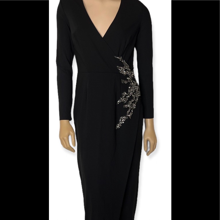 Nwt David Meister 981724 Embellished Black Formal Ball Long Dress